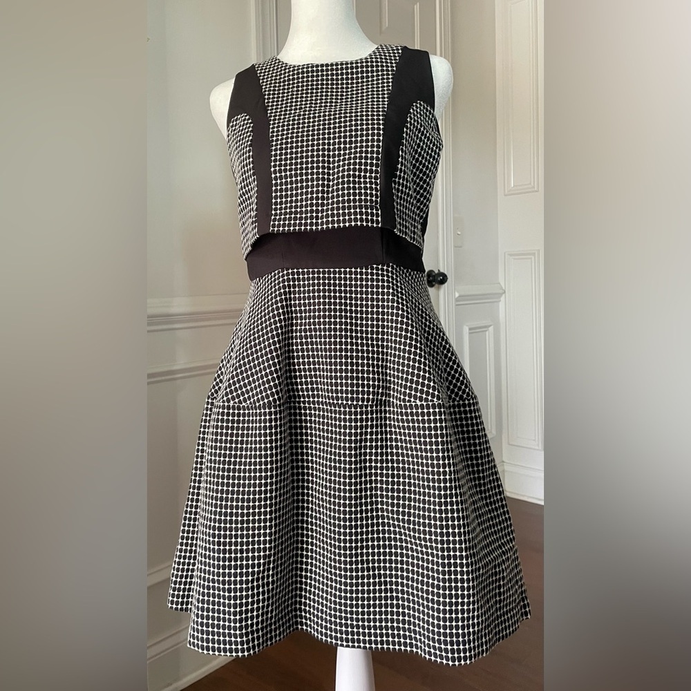 Dress Forum Black & White Geometric Print Dress Size Small